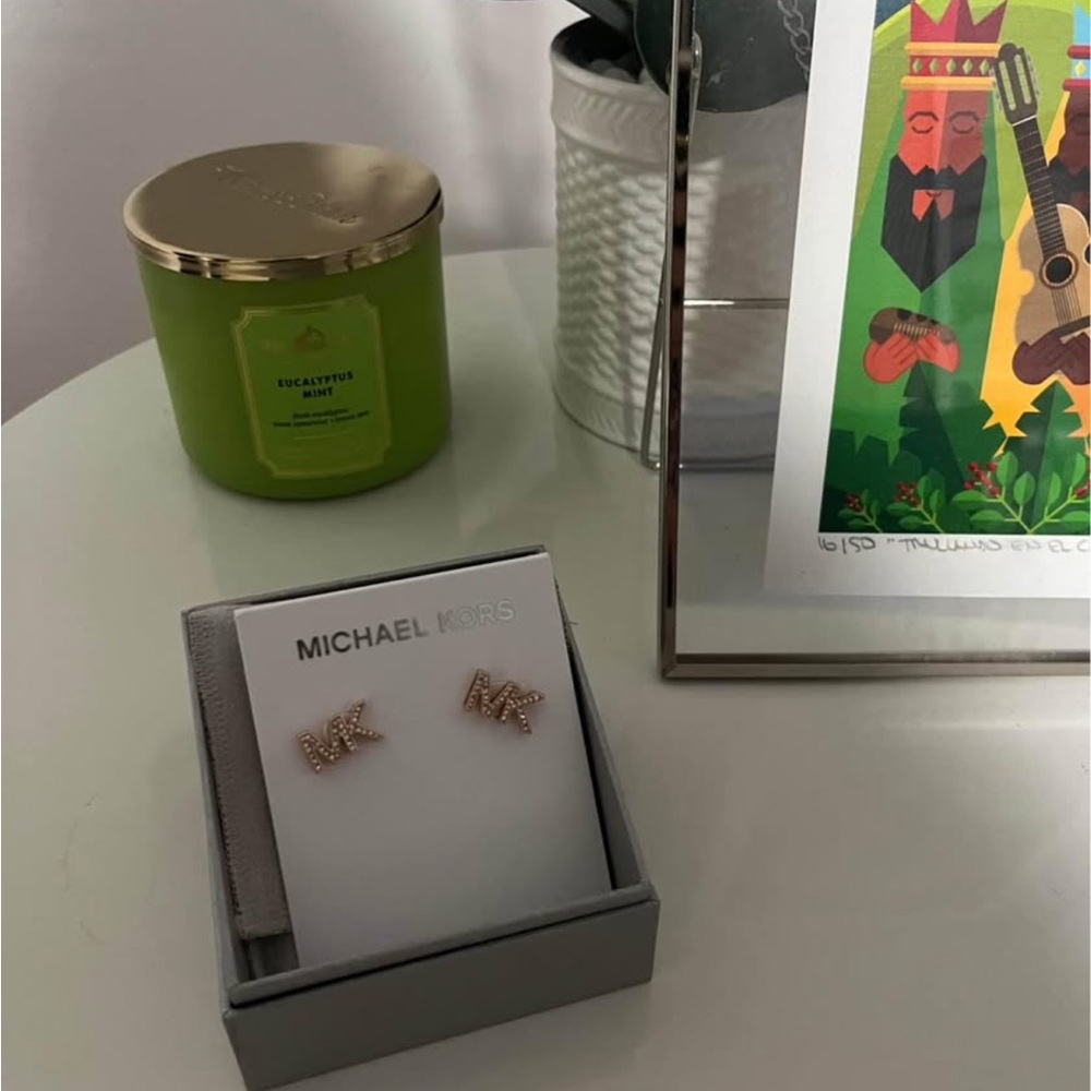 Michael Kors Rose Gold Logo Earrings
